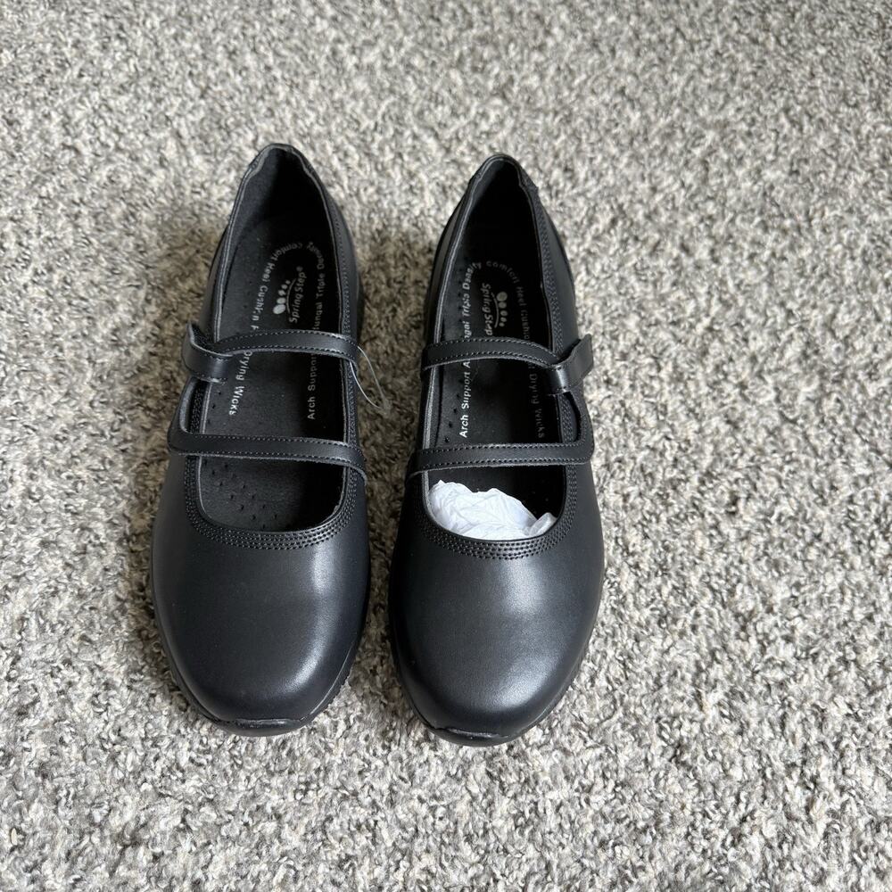 Spring Step Women's Mary Jane Shoes Black Leather Size 11 Slip Oil Resistant NEW